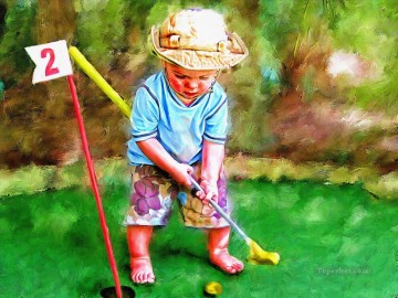 Little Golfer Oil Paintings